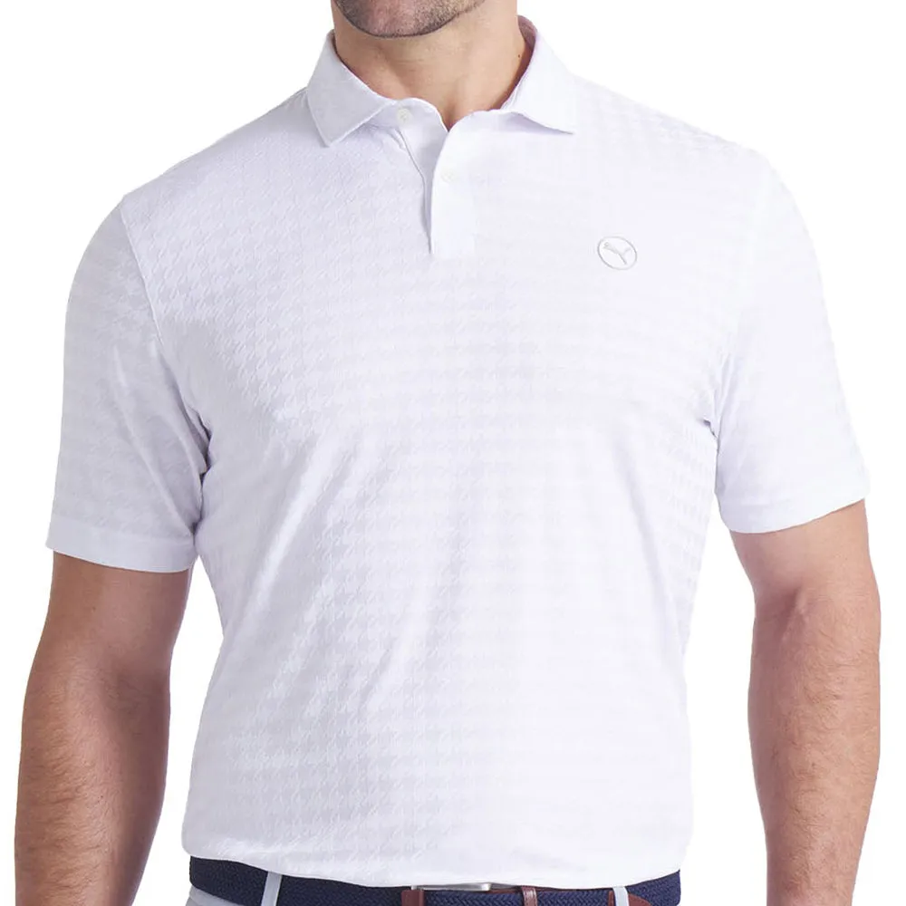 Puma Mattr Houndstooth Polo Shirt - White Glow Memorial Day Sale