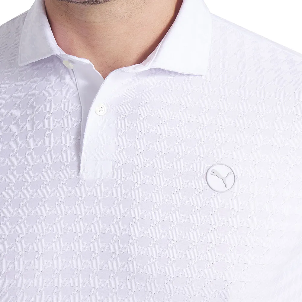 Puma Mattr Houndstooth Polo Shirt - White Glow Stay in Motion Born to Stand Out