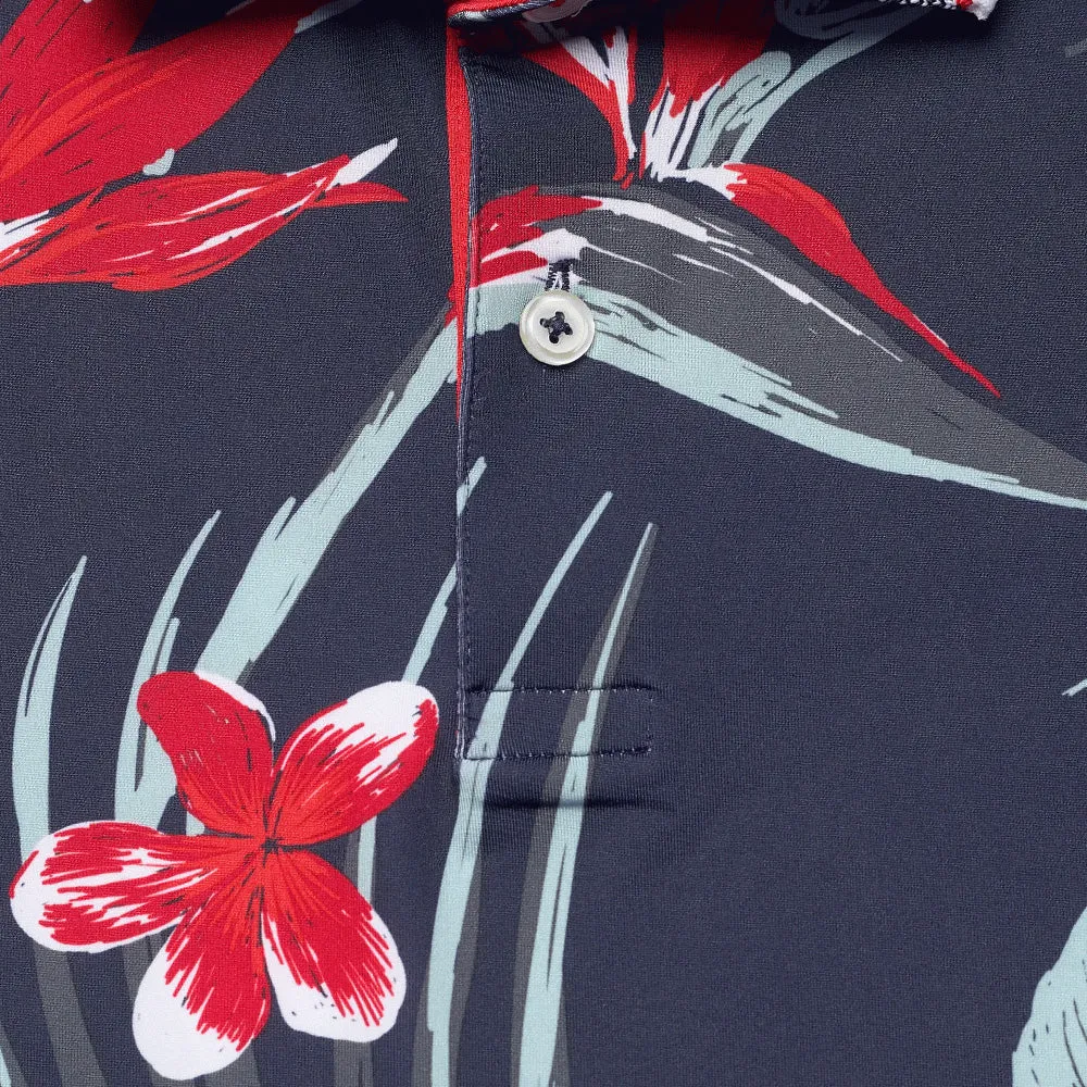 Puma Mattr Luau Polo Shirt - Deep Navy/Red Fire Holiday Sale
