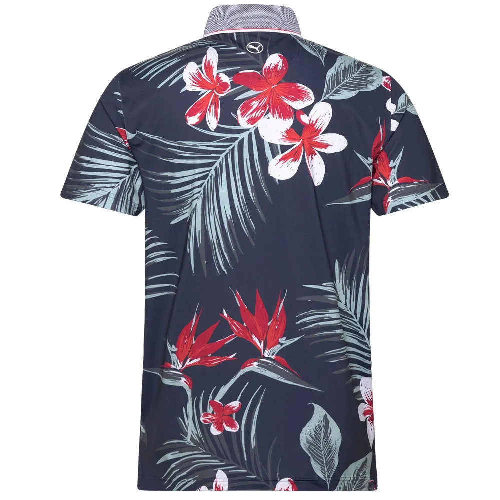 Break Boundaries Puma Mattr Luau Polo Shirt - Deep Navy/Red Fire
