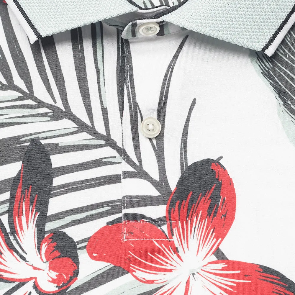 Puma Mattr Luau Polo Shirt - White Glow/Red Fire Performance Unleashed