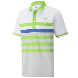 Puma Mattr One Way Polo Shirt - Bright White/Greenery Command Attention Cyber Monday Sale