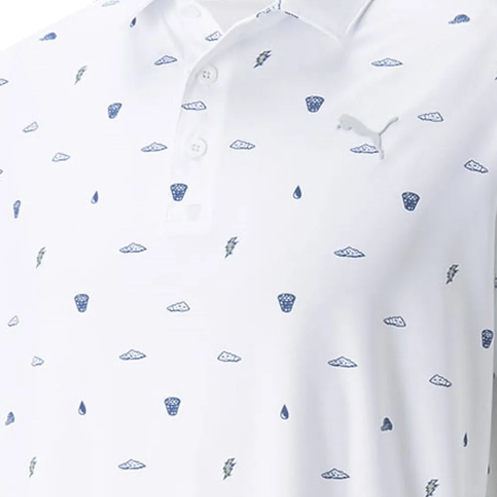 Valentine's Day Sale Puma Mattr Pouring Buckets Polo Shirt - Bright White/Bright Cobalt