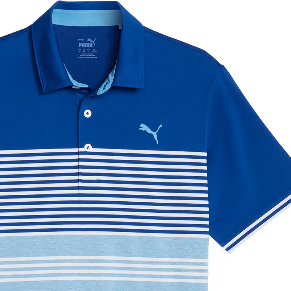 Black Friday Exclusive Step Out Boldly Puma Mattr Track Polo Shirt - Festive Blue/Regal Blue Heather