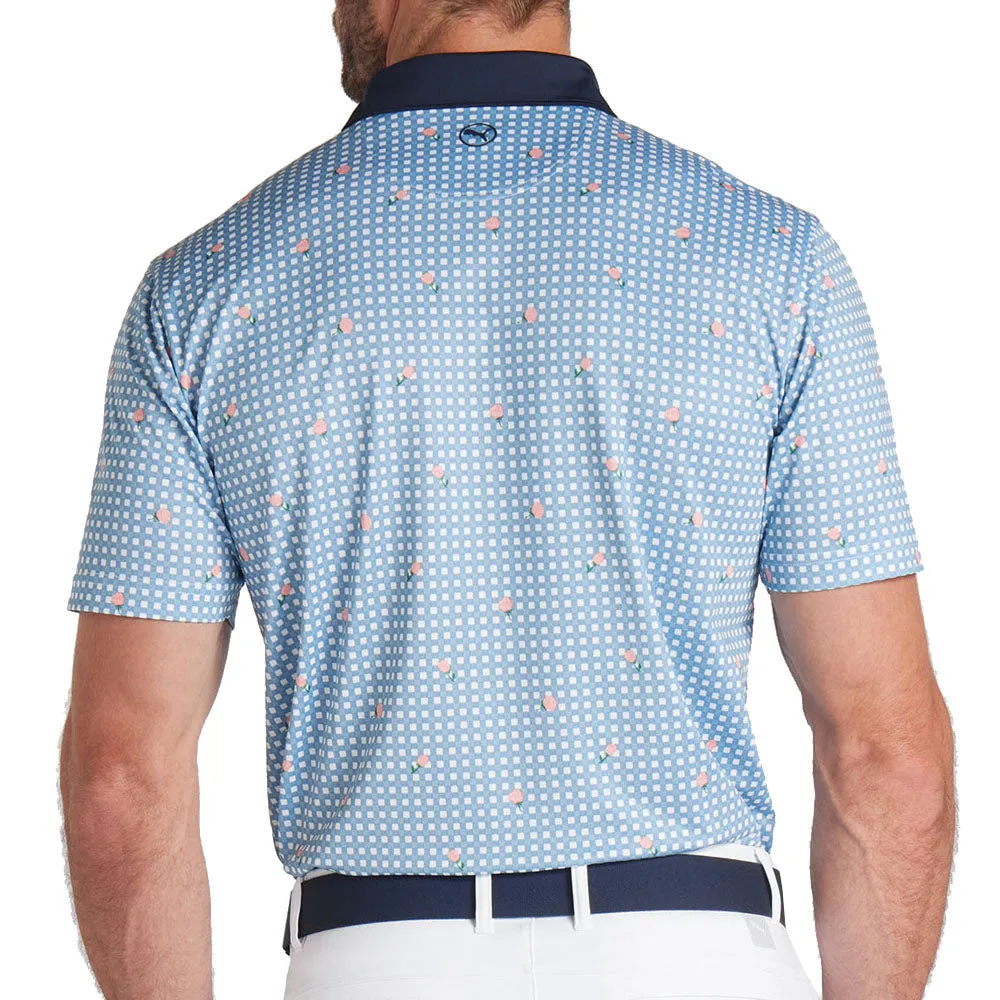 Puma Pique Gingham Solid Polo Shirt - White Glow/Zen Blue Hit Your Next Level Built for the Bold
