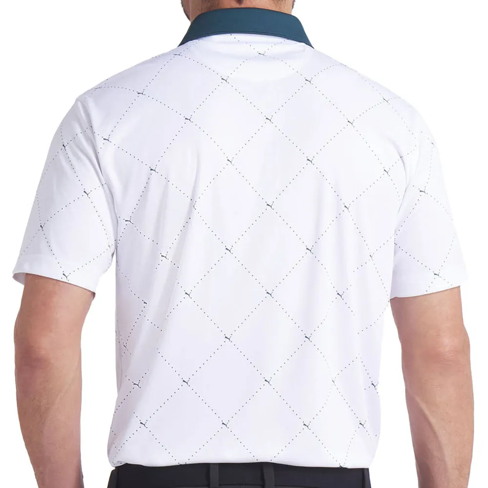 Move Beyond Ordinary Puma Pure 2.0 Argyle Polo Shirt - White Glow/Green Terrain