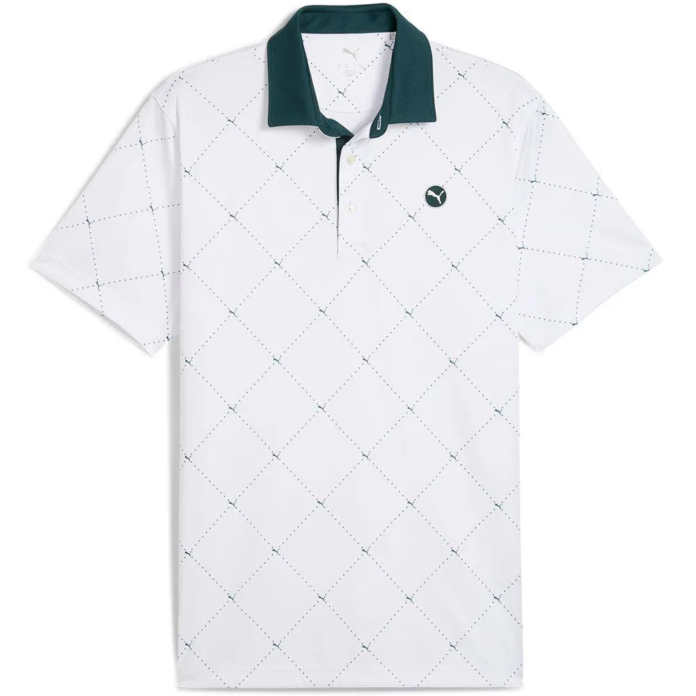 Fearlessly You Back To School Sale Puma Pure 2.0 Argyle Polo Shirt - White Glow/Green Terrain