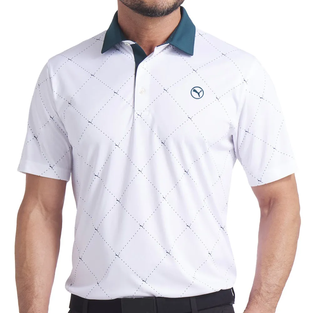 Loud Looks, Smooth Moves Black Friday Sale Puma Pure 2.0 Argyle Polo Shirt - White Glow/Green Terrain