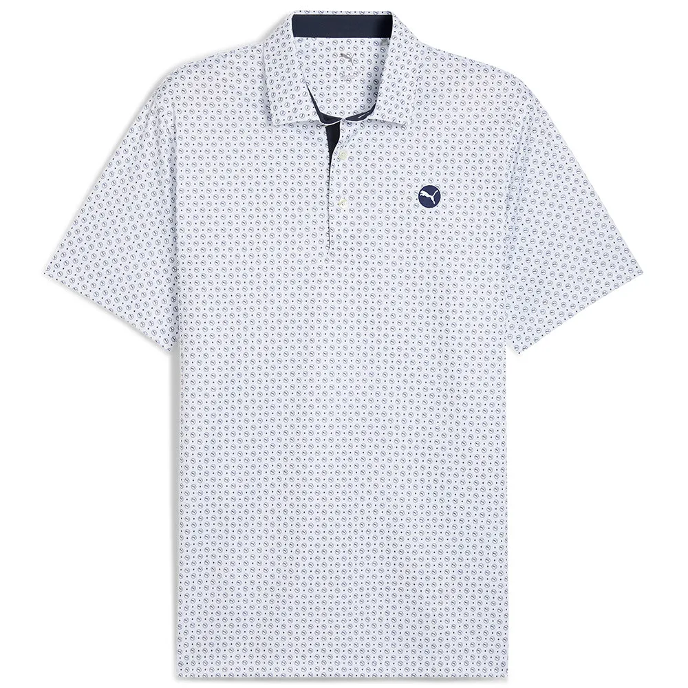 Winter Sale Built to Move You Puma Pure 2.0 Circle Cat Polo Shirt - White Glow/Deep Navy