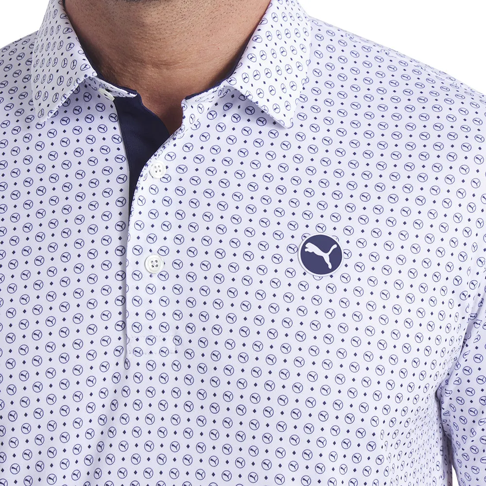 Puma Pure 2.0 Circle Cat Polo Shirt - White Glow/Deep Navy Christmas Eve Sale