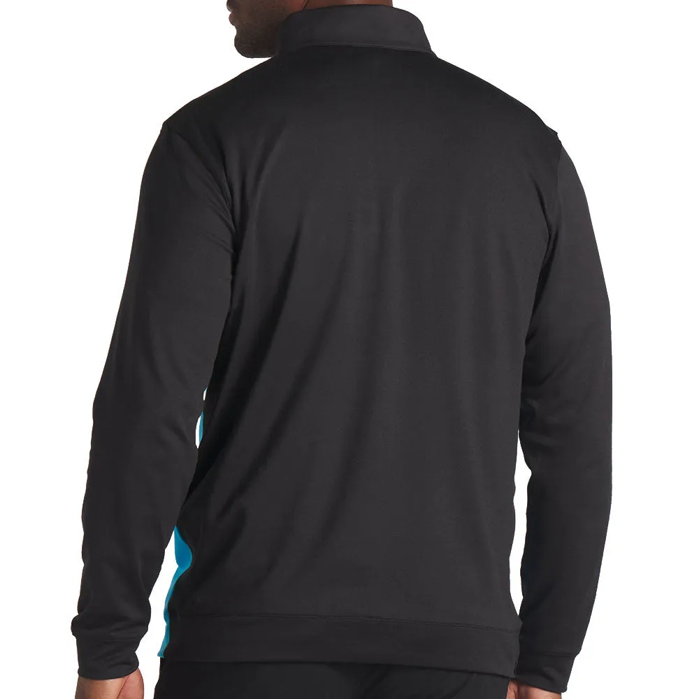 Puma Pure Colorblock 1/4 Zip Pullover - Black/Aqua Blue Great Value