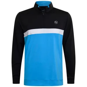 Puma Pure Colorblock 1/4 Zip Pullover - Black/Aqua Blue Special Offer Make a Statement