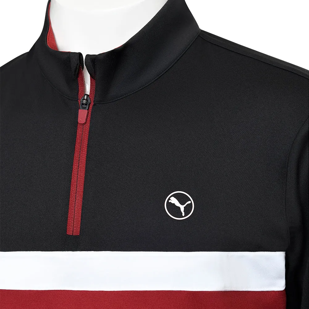 Independence Day Sale Halloween Sale Puma Pure Colorblock 1/4 Zip Sweater - Puma Black/Intense Red
