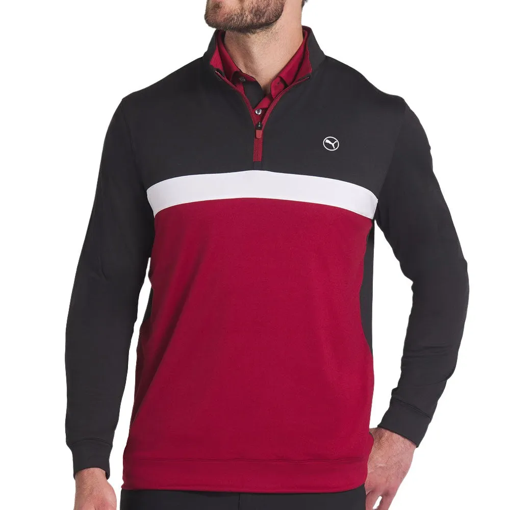 Puma Pure Colorblock 1/4 Zip Sweater - Puma Black/Intense Red Made to Move