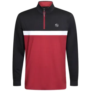Step Out Boldly Hit Your Next Level Puma Pure Colorblock 1/4 Zip Sweater - Puma Black/Intense Red