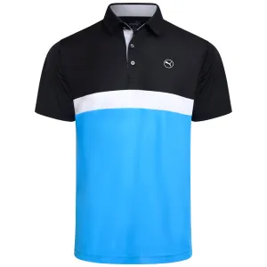 Black Friday Sale Puma Pure Colorblock Polo Shirt - Black/Aqua Blue