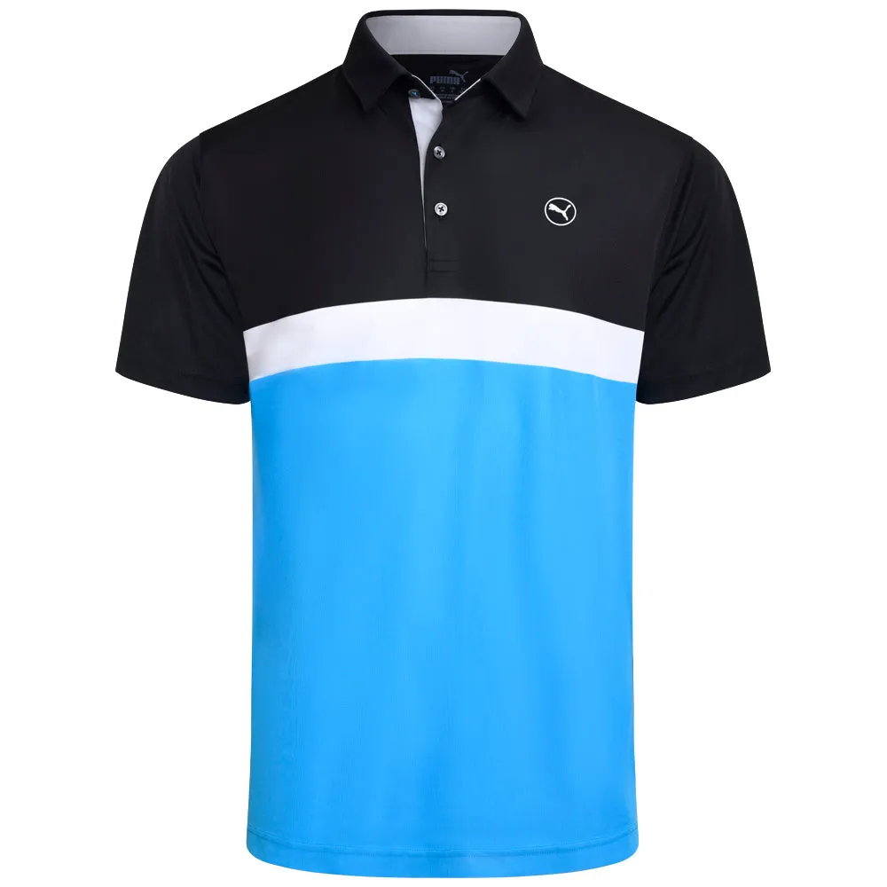 Black Friday Sale Puma Pure Colorblock Polo Shirt - Black/Aqua Blue