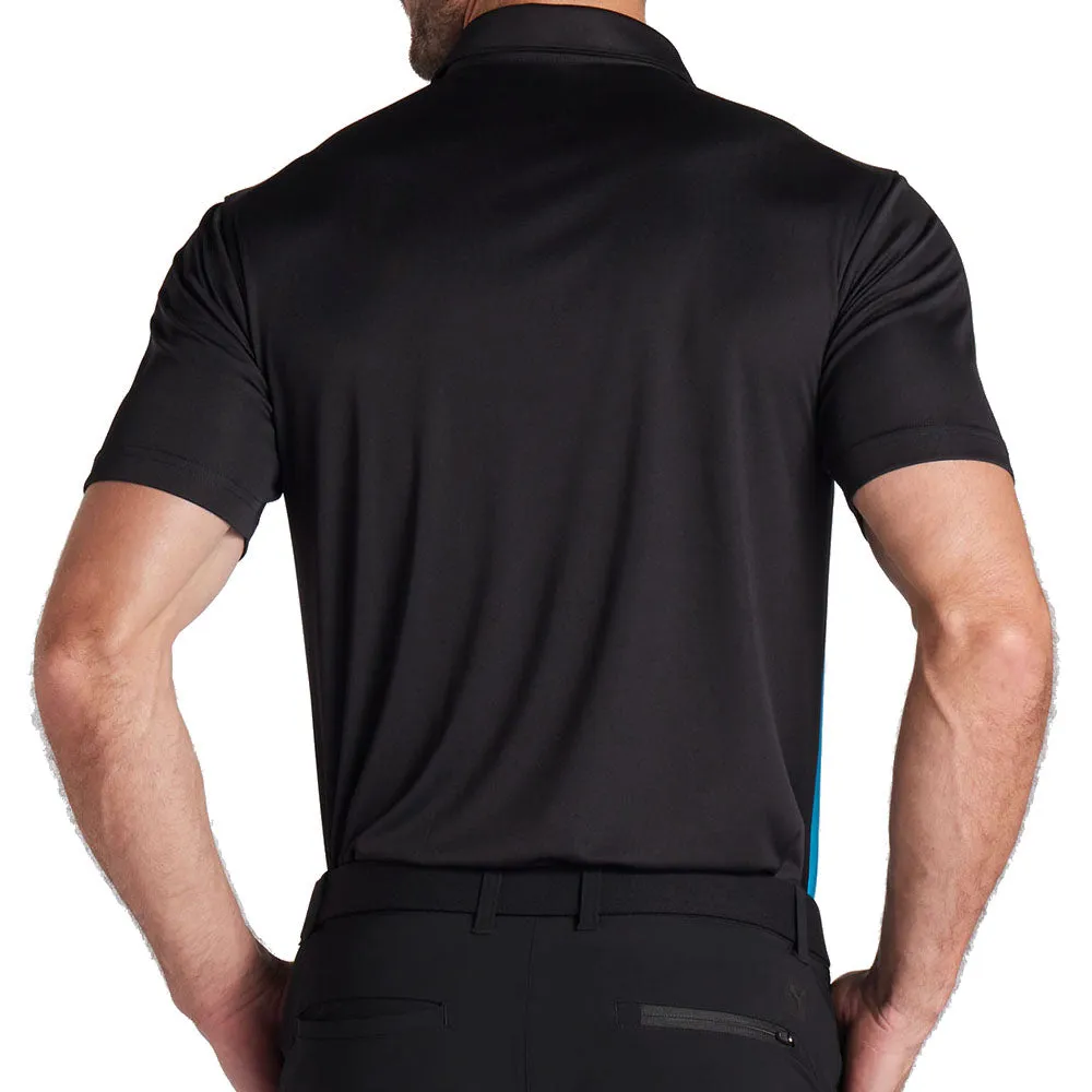 Puma Pure Colorblock Polo Shirt - Black/Aqua Blue Deal Of The Century Father's Day Sale