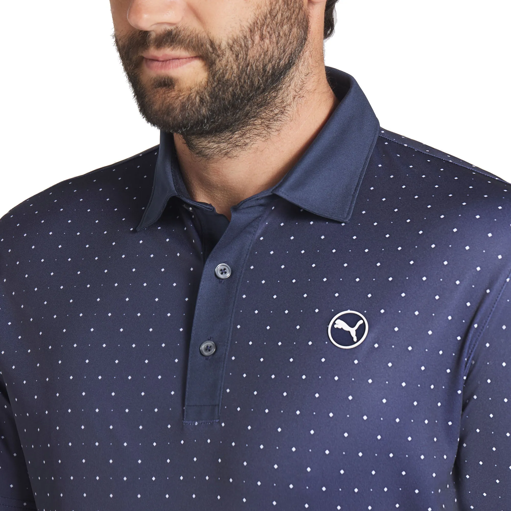 Big Savings Puma Pure Geo Polo Shirt - Deep Navy/White Glow