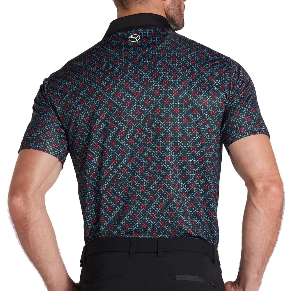 Puma Pure Monogram Polo Shirt - Black/Aqua Blue Biggest Sale of the Year