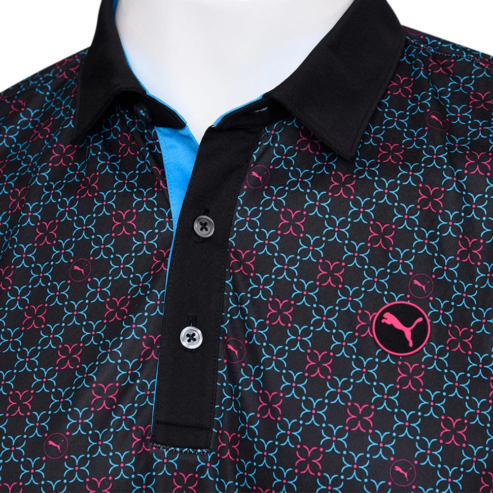 All Saints' Day Sale Walk Loud Puma Pure Monogram Polo Shirt - Black/Aqua Blue