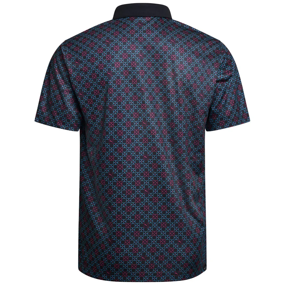Never Just Walk Loud Looks, Smooth Moves Puma Pure Monogram Polo Shirt - Black/Aqua Blue