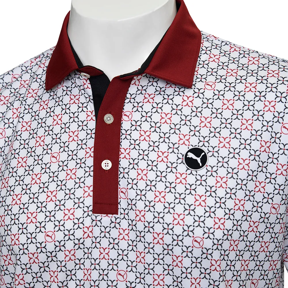 Hit Your Next Level Own the Streets Puma Pure Monogram Polo Shirt - White Glow/Intense Red
