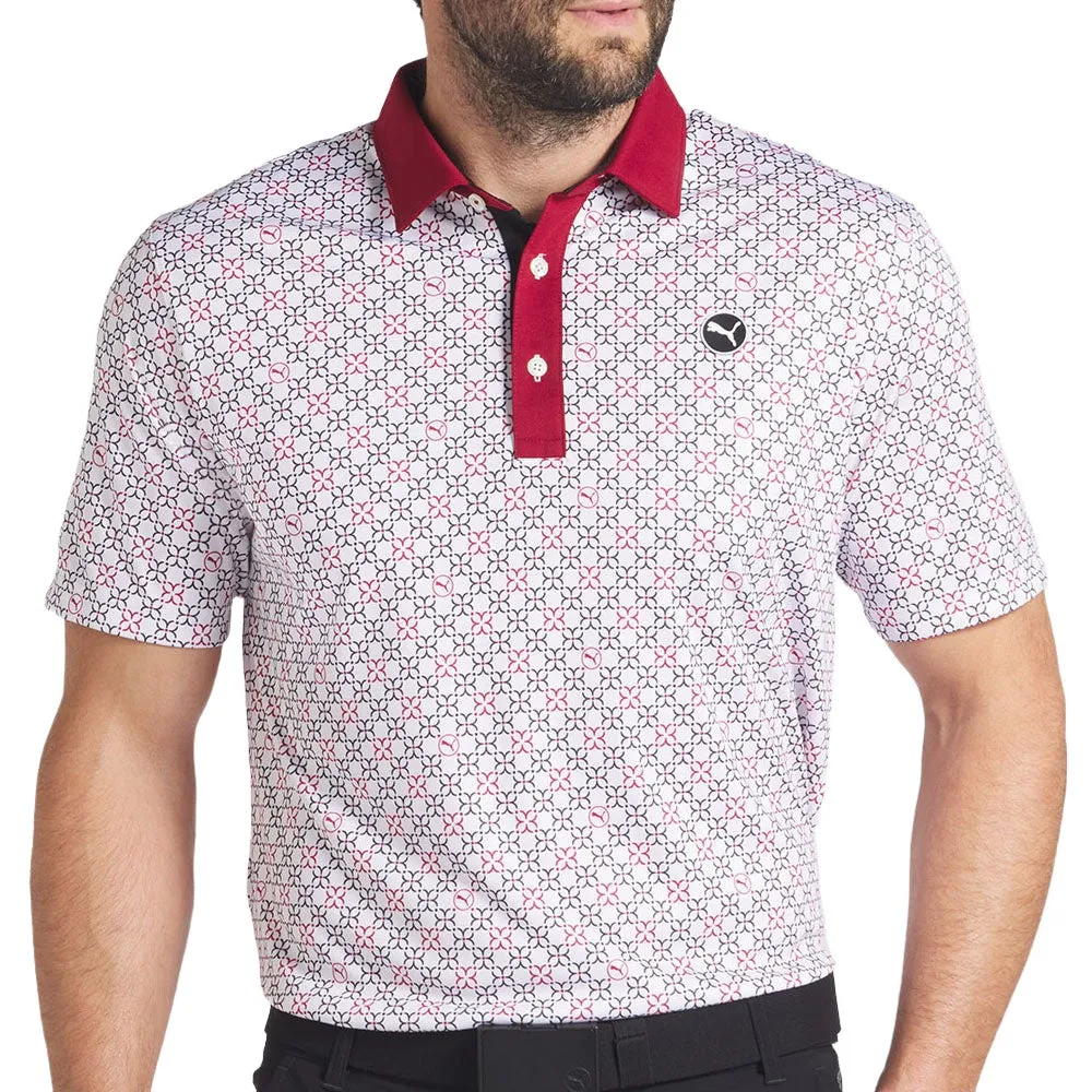 Autumn Sale Chase What Moves You Puma Pure Monogram Polo Shirt - White Glow/Intense Red