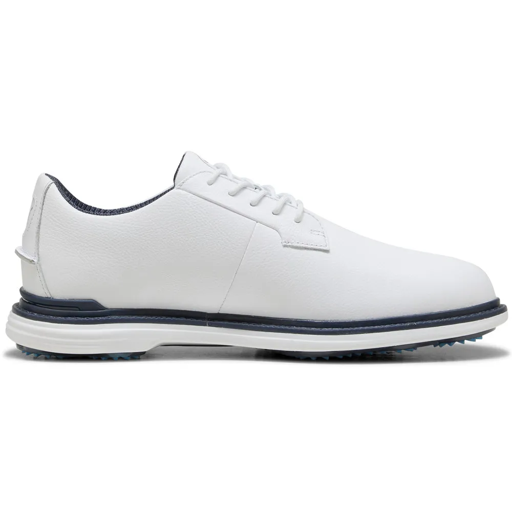 Dare to Lead Move Like You Mean It Puma Royale Spiked Shoes - White/Deep Navy/Team Light Blue
