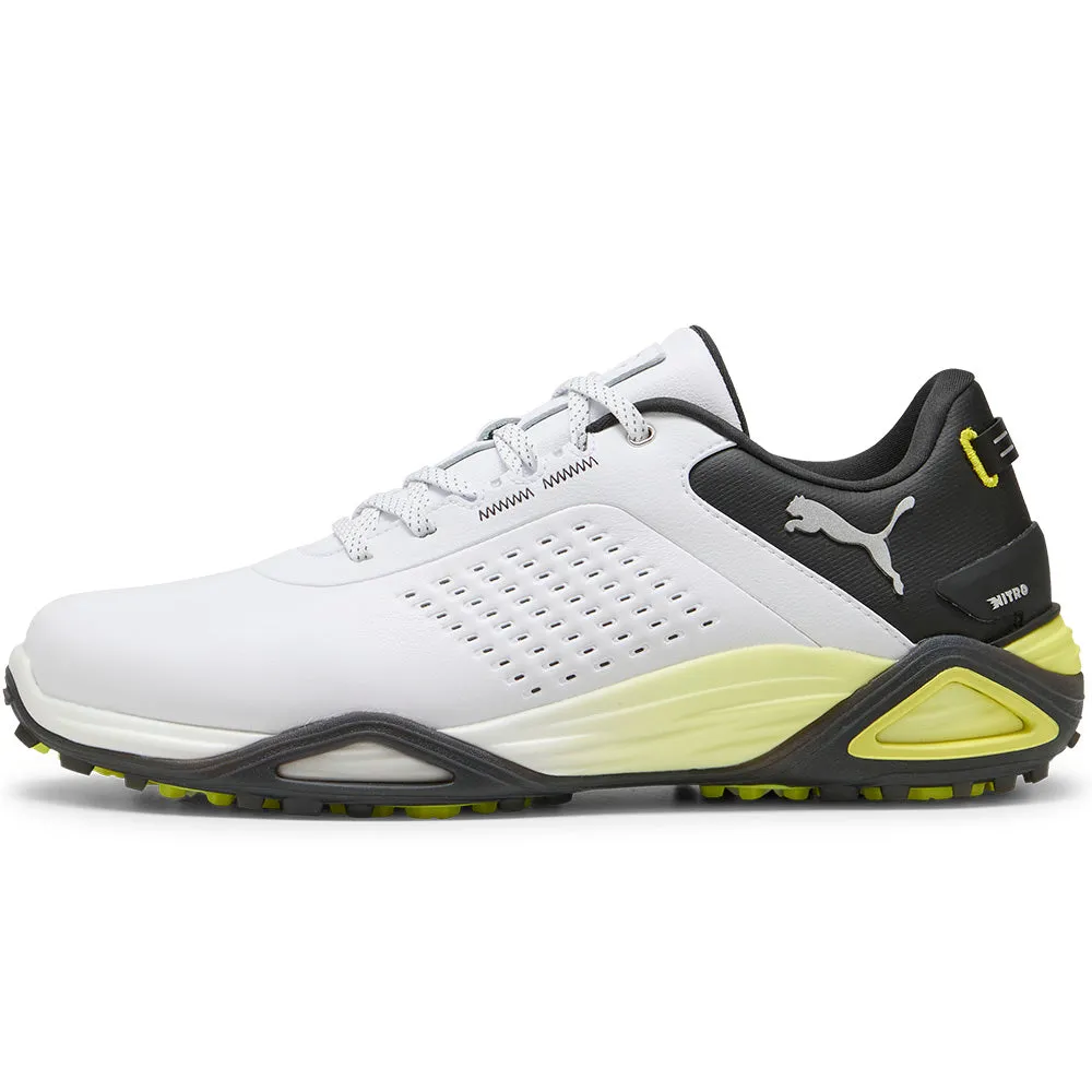 Puma Shadowcat Nitro Leather Spikeless Waterproof Shoes - White/Black New Year's Eve Sale Stride with Confidence