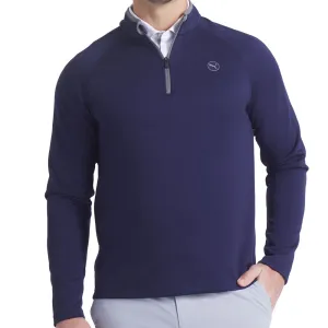 Own the Vibe Puma Waffle Fleece 1/4 Zip Pullover - Deep Navy