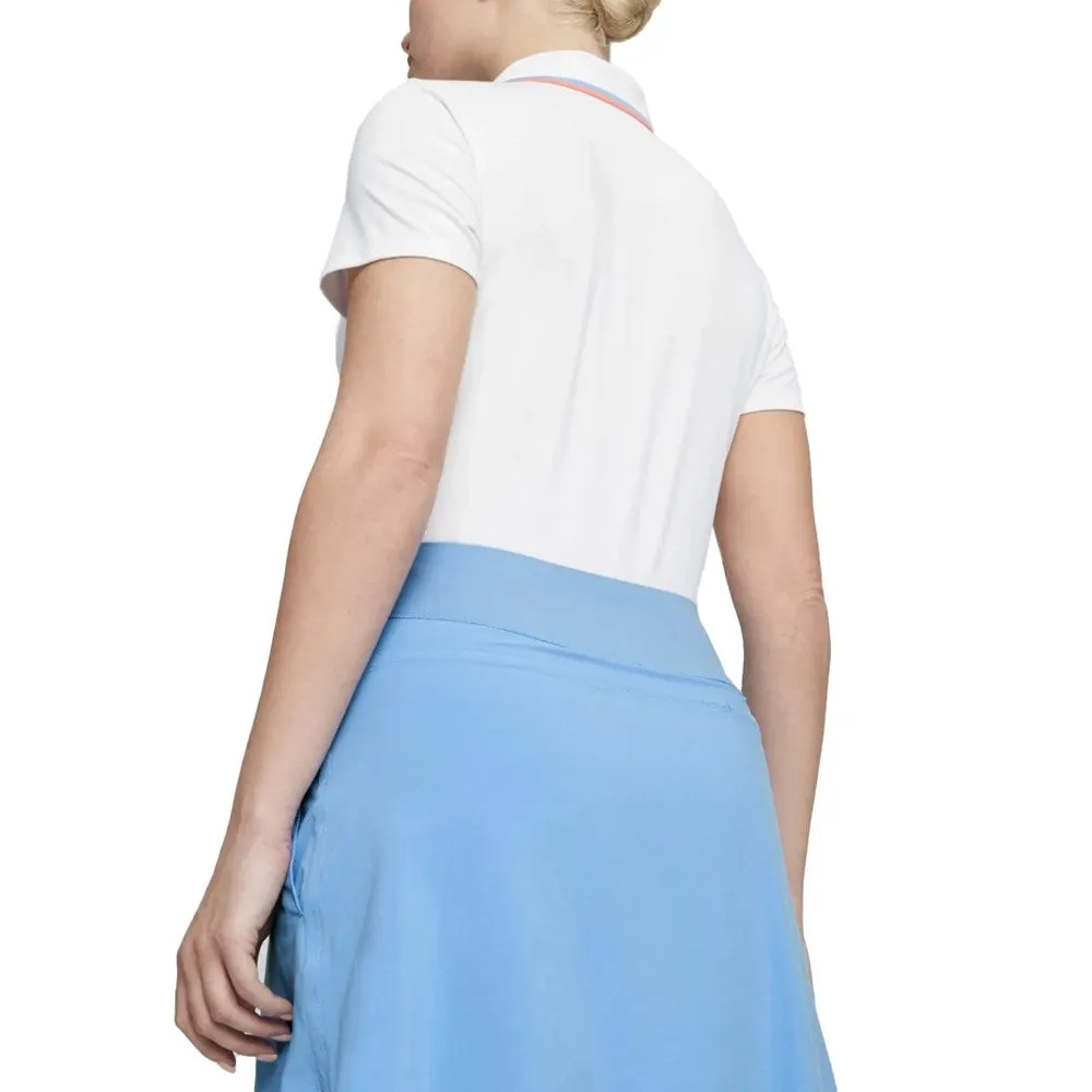 Puma Women'S Cloudspun Tipped Golf Polo Shirt - White Glow/ Regal Blue Flash Sale