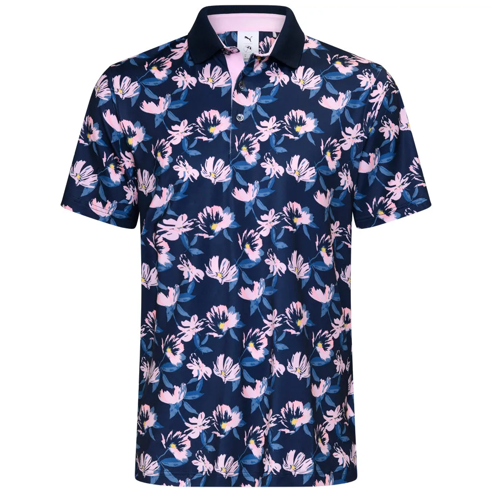 Break Boundaries Puma X Ap Spring Florals Polo Shirt - Deep Navy/Pale Pink