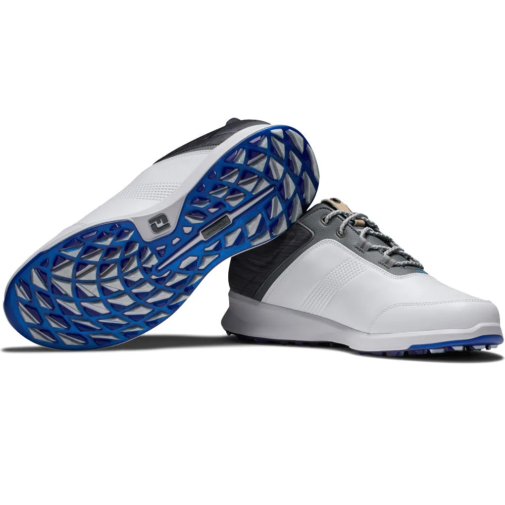 Footjoy Stratos Spikeless Waterproof Shoes - White/Charcoal/Blue Footwear for the Fearless