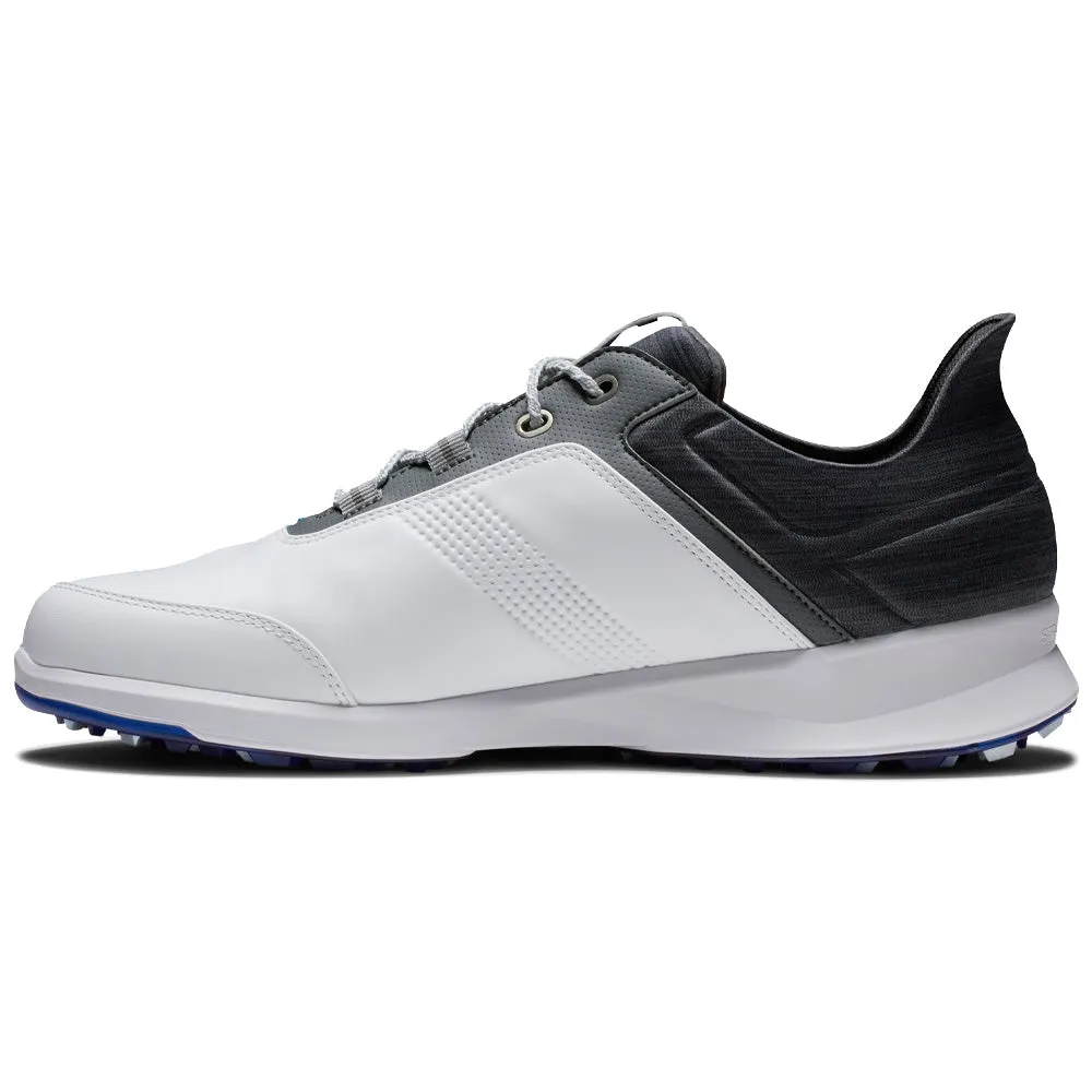 Walk with Power Footjoy Stratos Spikeless Waterproof Shoes - White/Charcoal/Blue