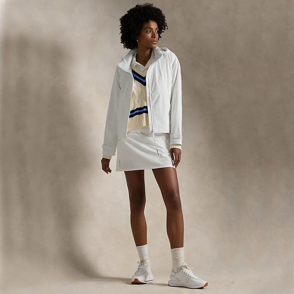 Rlx Ralph Lauren Women'S Waterproof Hooded Golf Jacket - Pure White Built for the Bold Unleash Your Power