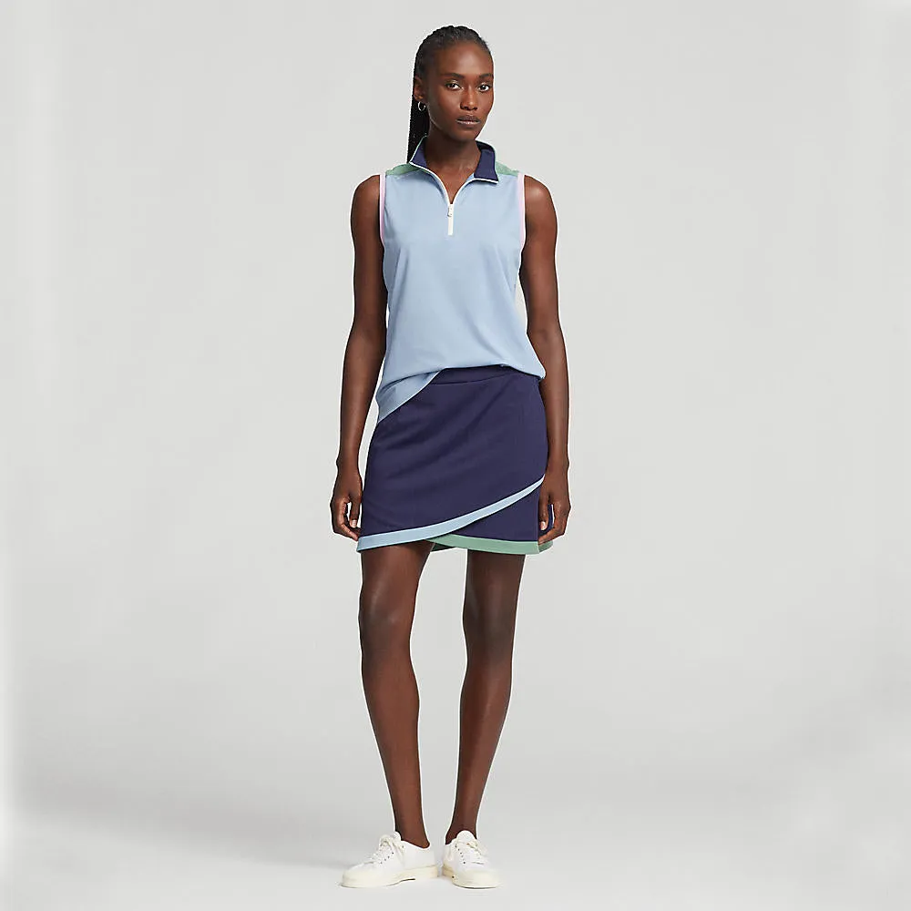 Clearance Sale Own the Vibe Rlx Ralph Lauren Women'S Faux Wrap Stretch Jersey Golf Skort 15" - French Navy/Fatigue/Vessel Blue