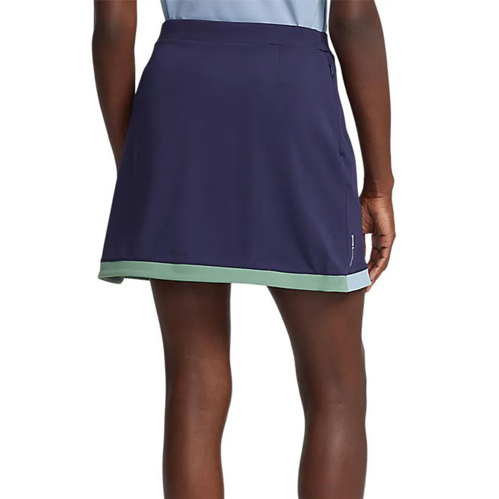 Rise Every Time Rlx Ralph Lauren Women'S Faux Wrap Stretch Jersey Golf Skort 15" - French Navy/Fatigue/Vessel Blue