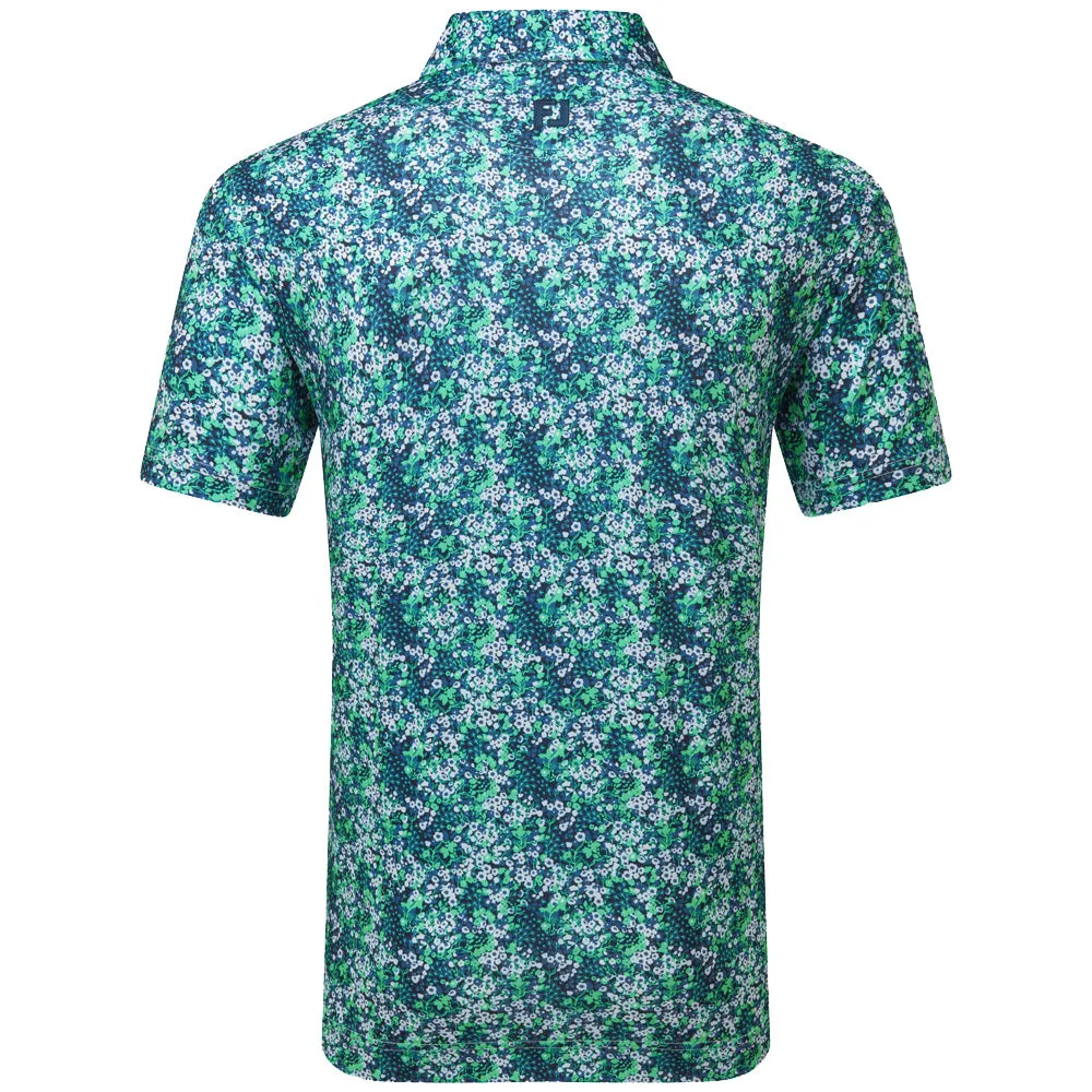 Made to Move Footjoy Garden Print Lisle Polo Shirt - Navy