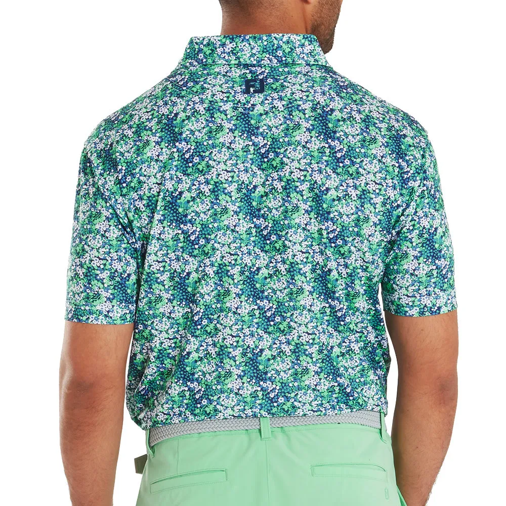 Footjoy Garden Print Lisle Polo Shirt - Navy Spring Sale Walk with Power