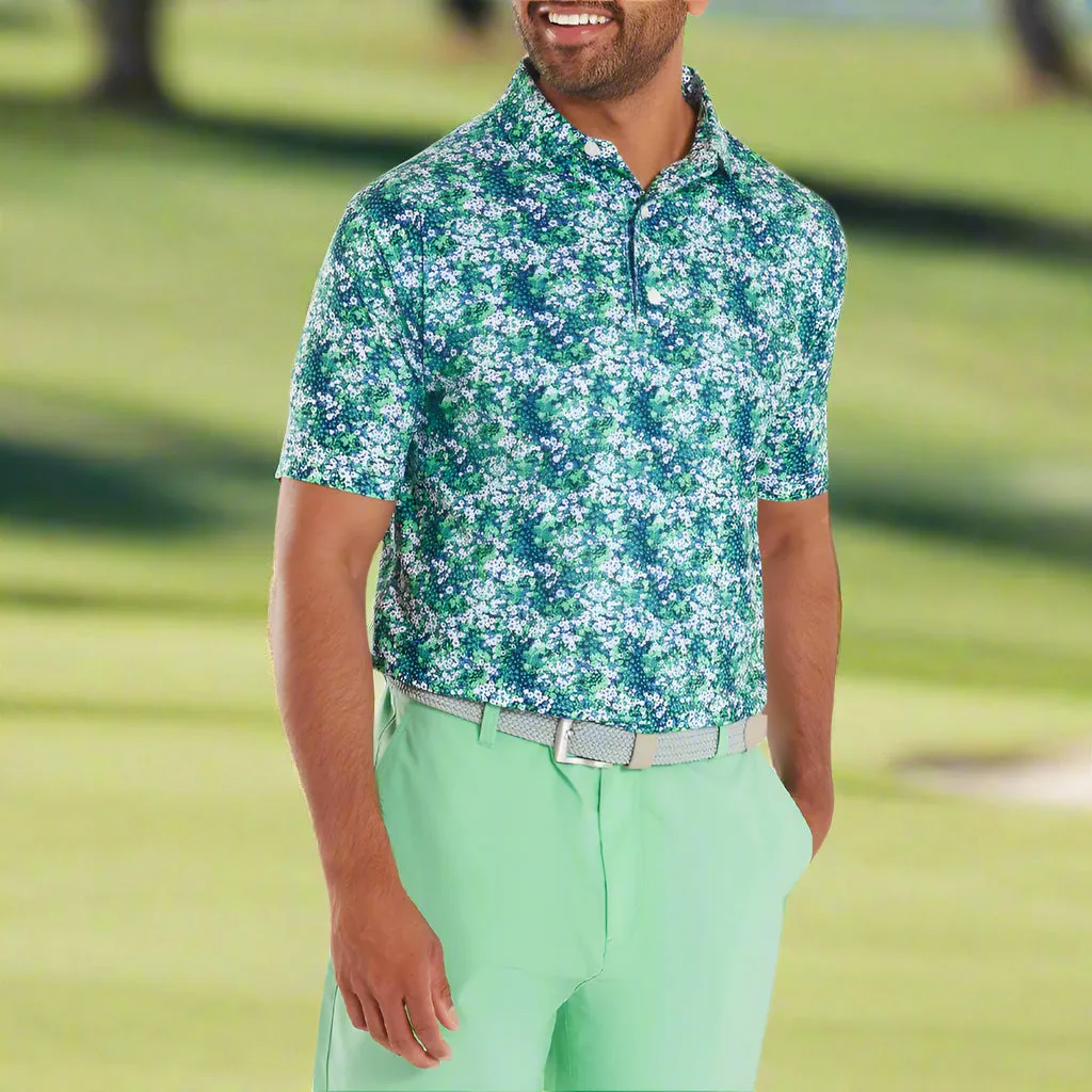 Footjoy Garden Print Lisle Polo Shirt - Navy Make a Statement
