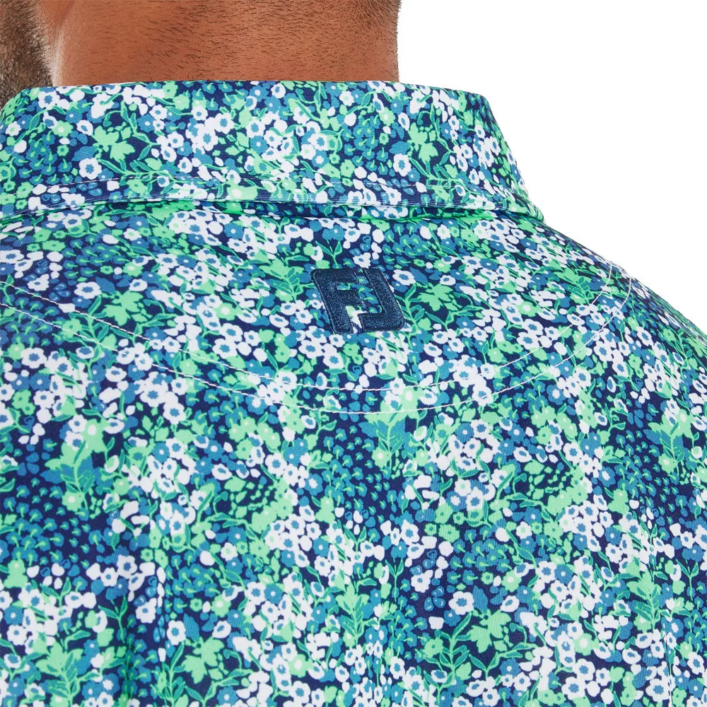 Footjoy Garden Print Lisle Polo Shirt - Navy Cyber Monday Sale