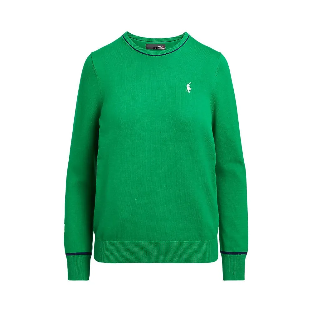 Lead with Style Rlx Ralph Lauren Women'S Cotton Blend Long Sleeve Pullover - Cruise Green/French Navy