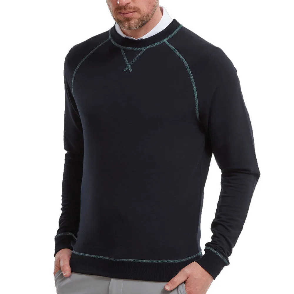 Footjoy French Terry Crew Neck Sweater - Heather Navy Designed to Dominate Built to Move You