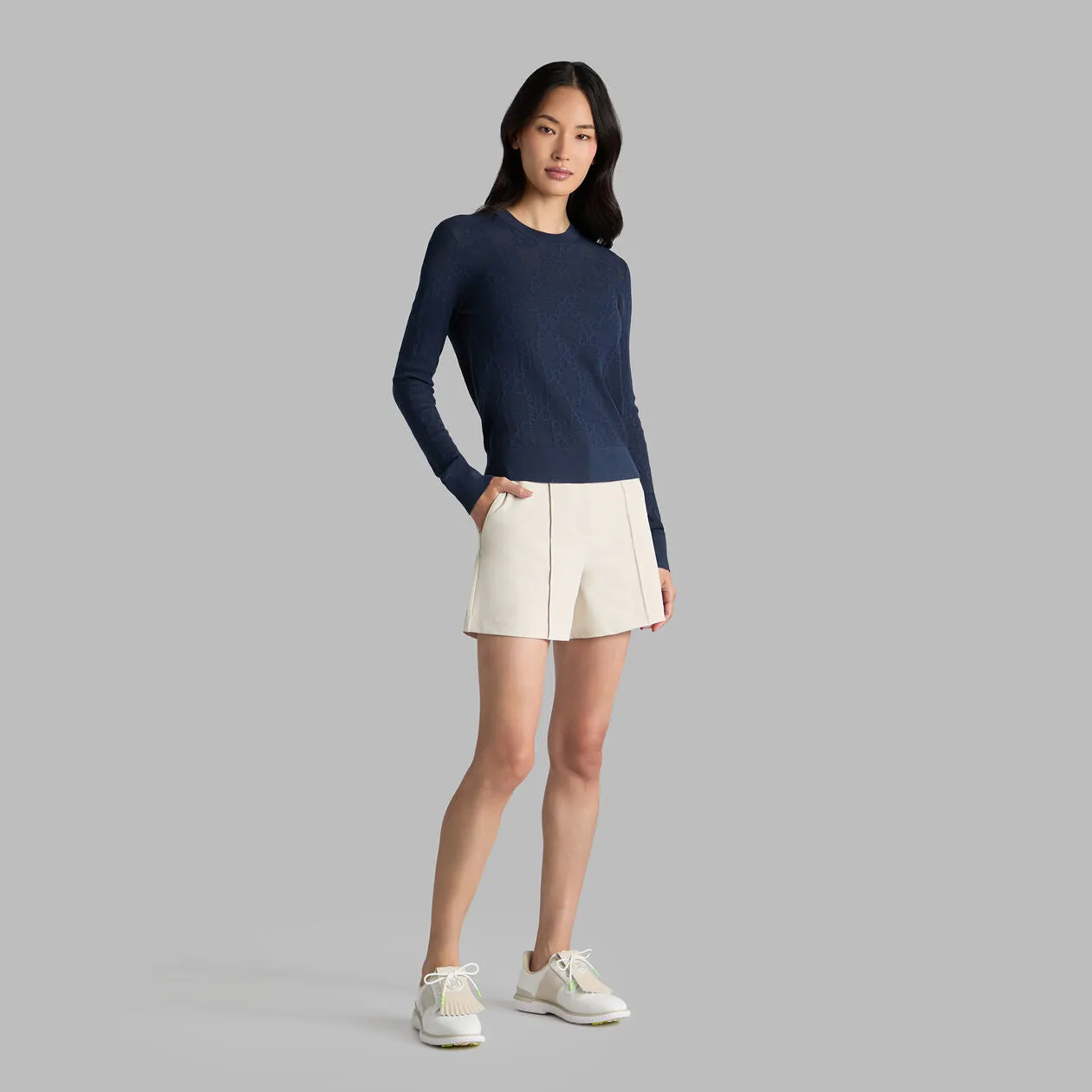 Flash Sale Footwear for the Fearless G/Fore Women'S Pointelle G Crewneck Golf Sweater - Twilight