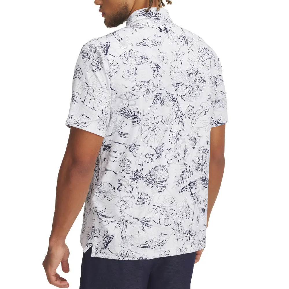 Own Every Step Under Armour Playoff 3.0 Printed Polo Shirt - White/Midnight Navy/Midnight Navy