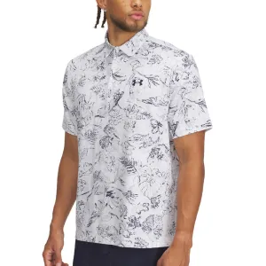 Under Armour Playoff 3.0 Printed Polo Shirt - White/Midnight Navy/Midnight Navy Command Attention