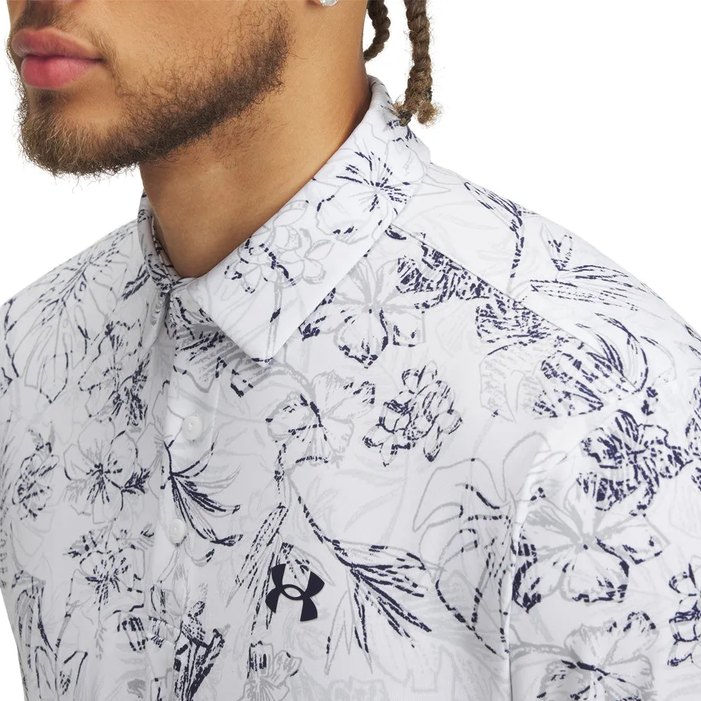Under Armour Playoff 3.0 Printed Polo Shirt - White/Midnight Navy/Midnight Navy Designed to Dominate