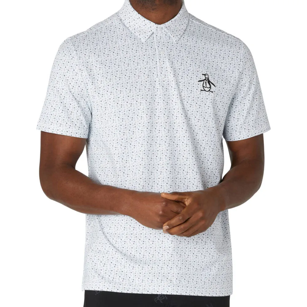 Original Penguin All Over Golf Ball Print Polo Shirt - Bright White Hit Your Next Level Rise Every Time