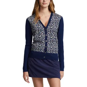 Rlx Ralph Lauren Women'S V-Neck Wool Blend Golf Cardigan - French Navy Multi Unapologetically You Loud Looks, Smooth Moves